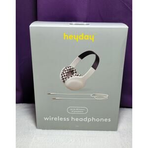 Heyday Wireless Headphones Built In Mic White Checker Headset For Gaming Easter